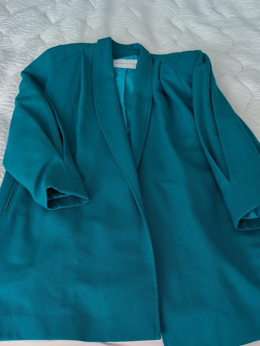 Teal Women’s Open-Front Coat and Skirt